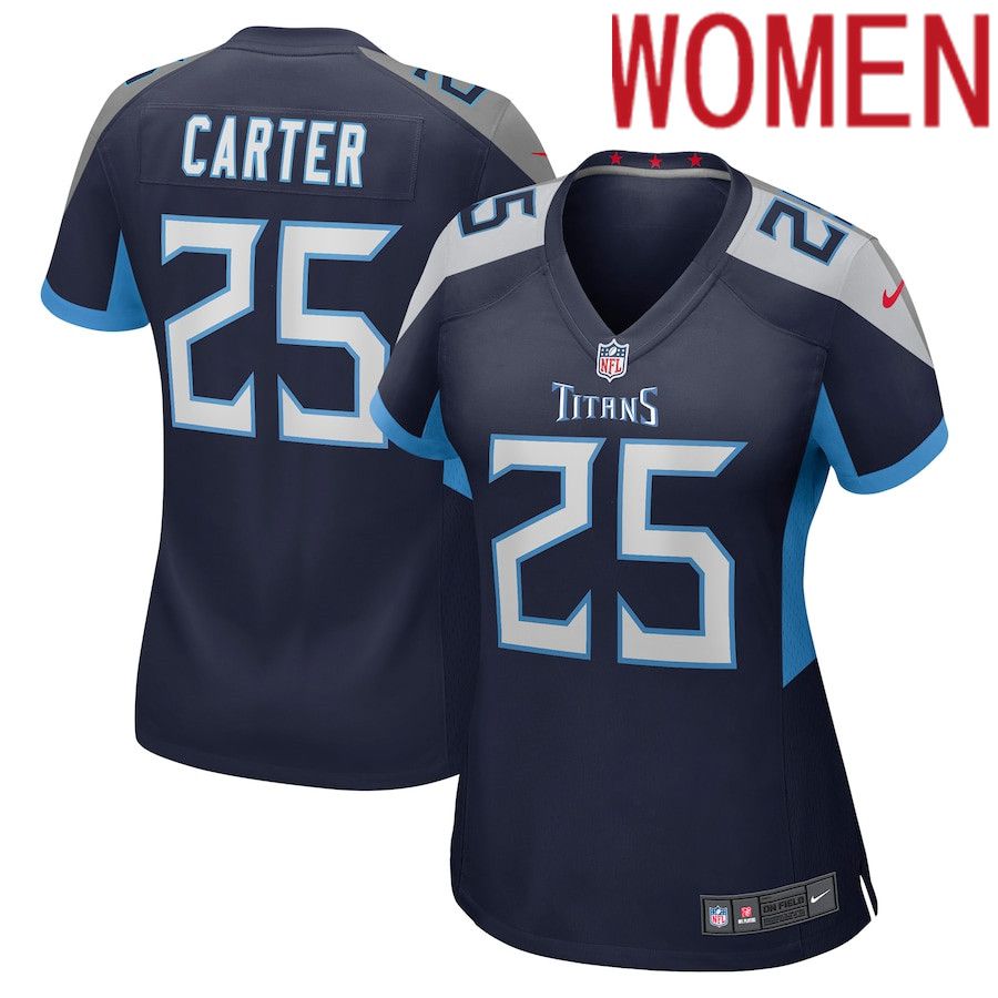 Women Tennessee Titans 25 Jamal Carter Nike Navy Player Game NFL Jersey